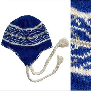 Columbia Unisex Fairisle Knit Ski Hat w/Long Ear Flaps & Hanging Tassels Sz OS